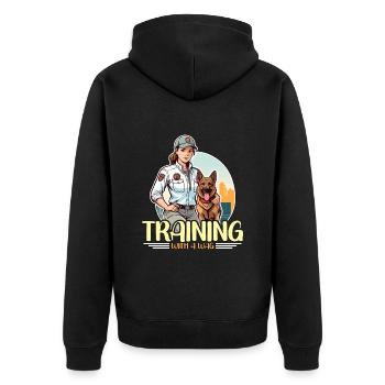 Dog Trainer Training With A Wag Loves Dog Sport - Unisex Premium Organic Zip Hoodie - black - Back - Nico (187cm)