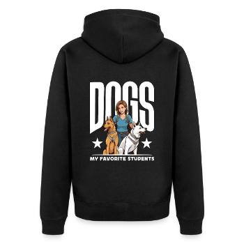 Dog Trainer Dogs My Favorite Students Animal Lover - Unisex Premium Organic Zip Hoodie - black - Back - Nico (187cm)
