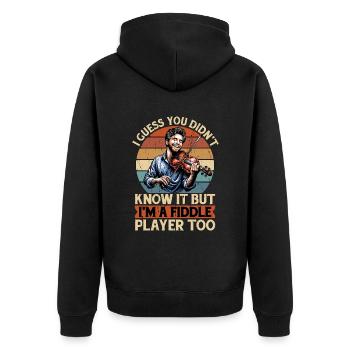 Fiddle I Guess You Didn't Know String Instrument - Unisex Premium Bio Zip Hoodie - Schwarz - Hinten - Nico (187cm)