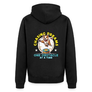 Dog Agility Training Chasing Dreams One Dog Sport - Unisex Premium Organic Zip Hoodie - black - Back - Nico (187cm)