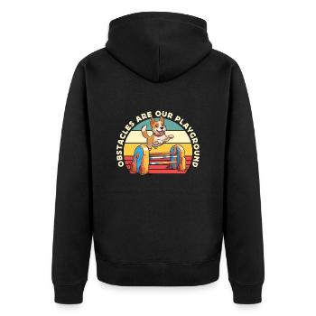 Dog Agility Training Obstacles Are Our Dog Sports - Unisex Premium Organic Zip Hoodie - black - Back - Nico (187cm)
