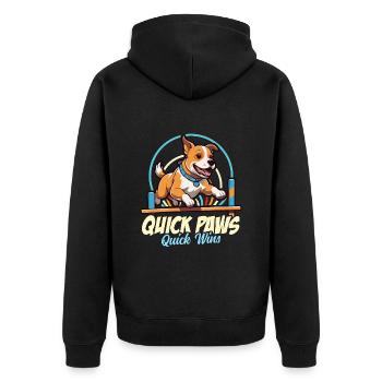 Dog Agility Training Quick Paws Quick Dog Sports - Unisex Premium Organic Zip Hoodie - black - Back - Nico (187cm)