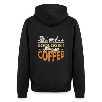 Zoologist Before Coffee Zookeeper Coffee Lover - Unisex Premium Organic Zip Hoodie - black - Back - Nico (187cm)