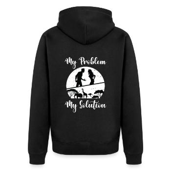 Zoologiste Mon problème Ma solution Pictogramme Maman Papa - Veste à capuche bio Premium Unisexe - noir - Dos - Nico (187cm)