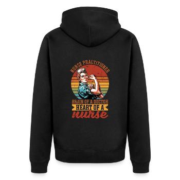 Nurse Practitioner Brain Of A Doctor Healthcare - Unisex Premium Bio Zip Hoodie - Schwarz - Hinten - Nico (187cm)