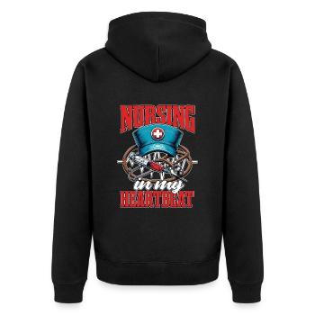 Nurse Practitioner Nursing In My Heart Healthcare - Unisex Premium Bio Zip Hoodie - Schwarz - Hinten - Nico (187cm)