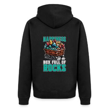 Le bonheur des géologues est une boîte pleine de roches - Veste à capuche bio Premium Unisexe - noir - Dos - Nico (187cm)