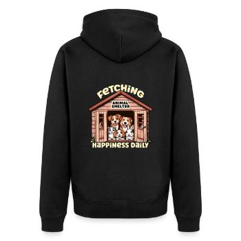 Animal Shelter Fetching Happiness Daily Dog Lover - Unisex Premium Organic Zip Hoodie - black - Back - Nico (187cm)