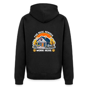 Animal Shelter for Real Heroes Work Foster Home - Unisex Premium Organic Zip Hoodie - black - Back - Nico (187cm)