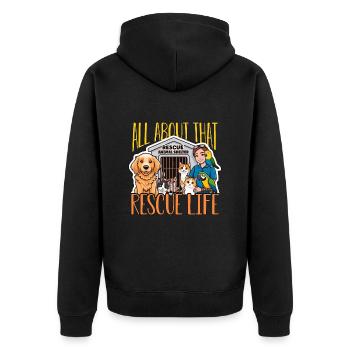 Animal Shelter All About That Rescue Veterinarian - Unisex Premium Organic Zip Hoodie - black - Back - Nico (187cm)