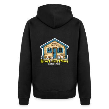 Animal Shelter Heart And Paws In Every Dog Owner - Unisex Premium Bio Zip Hoodie - Schwarz - Hinten - Nico (187cm)