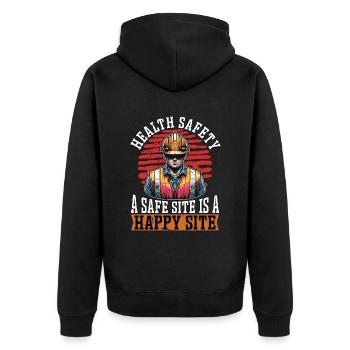 Safety Officer Health Safety A Safe Patrol Control - Unisex Premium Bio Zip Hoodie - Schwarz - Hinten - Nico (187cm)