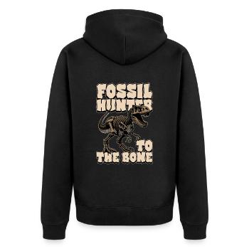 Fossil Hunter To The Bone Loves Fossil Collecting - Unisex Premium Bio Zip Hoodie - Schwarz - Hinten - Nico (187cm)