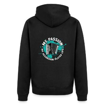 Accordion Player My Passion My Accordion Musician - Unisex Premium Bio Zip Hoodie - Schwarz - Hinten - Nico (187cm)