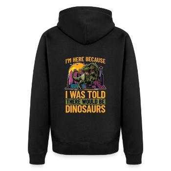 Paleontology I'm Here Because I Was Fossil Hunter - Unisex Premium Bio Zip Hoodie - Schwarz - Hinten - Nico (187cm)