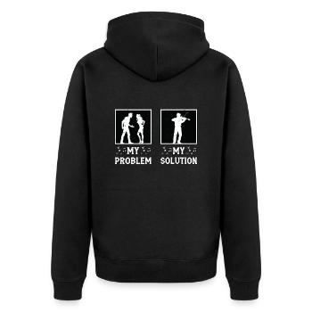 Fiddle Player My Problem My Solution Pictogram Dad - Unisex Premium Bio Zip Hoodie - Schwarz - Hinten - Nico (187cm)