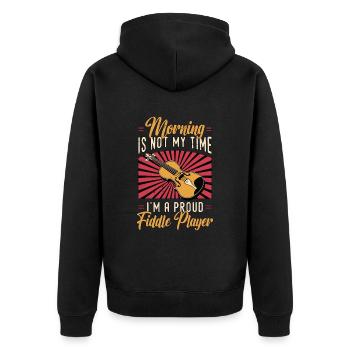 Fiddle Player Morning Is Not My Time Violinist - Unisex Premium Bio Zip Hoodie - Schwarz - Hinten - Nico (187cm)
