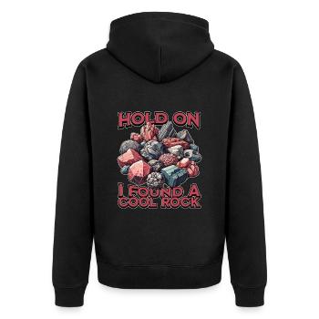 Rockhounding Hold On I Found A Cool Rock Geologist - Unisex Premium Bio Zip Hoodie - Schwarz - Hinten - Nico (187cm)