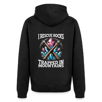 Rockhounding I Rescue Rocks Collecte de minéraux - Veste à capuche bio Premium Unisexe - noir - Dos - Nico (187cm)