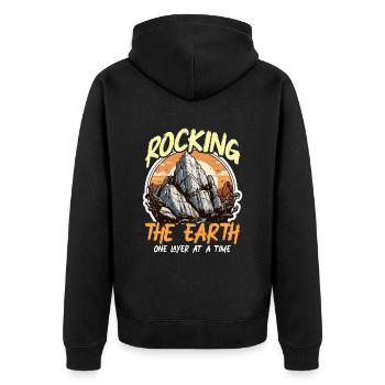 Geologist Rocking The Earth Loves Rock Collecting - Unisex Premium Organic Zip Hoodie - black - Back - Nico (187cm)