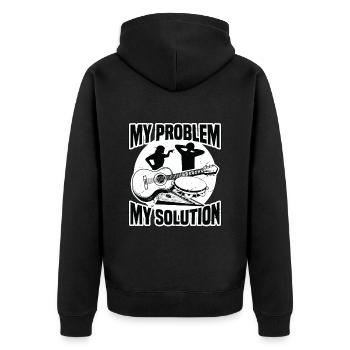 Passionné de musique folk Mon problème Mon pictogramme papa - Veste à capuche bio Premium Unisexe - noir - Dos - Nico (187cm)