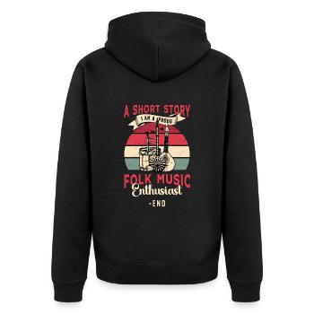 Passionné de musique folklorique Une petite histoire Je suis musicien - Veste à capuche bio Premium Unisexe - noir - Dos - Nico (187cm)