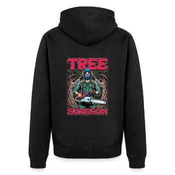 Arborist Tree Surgeon Arboriculture Woodcutter - Unisex Premium Bio Zip Hoodie - Schwarz - Hinten - Nico (187cm)