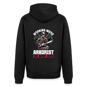 Arborist Morning Wood Arborist Tree Specialist - Unisex Premium Bio Zip Hoodie - Schwarz - Hinten - Nico (187cm)