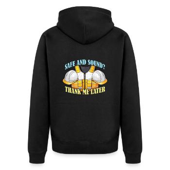 Safety Officer Safe And Sound Thank Safety Manager - Unisex Premium Bio Zip Hoodie - Schwarz - Hinten - Nico (187cm)