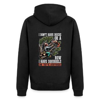 Logging I Don't Have Ducks Or A Row Tree Climber - Unisex Premium Bio Zip Hoodie - Schwarz - Hinten - Nico (187cm)