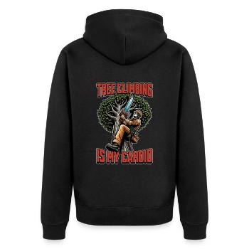 Logging Tree Climbing Is My Cardio Arborist Logger - Unisex Premium Bio Zip Hoodie - Schwarz - Hinten - Nico (187cm)
