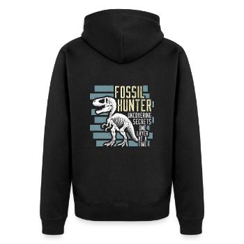 Fossil Hunter Uncovering Secrets Fossil Collecting - Unisex Premium Bio Zip Hoodie - Schwarz - Hinten - Nico (187cm)