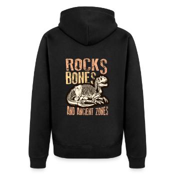 Fossil Hunter Rocks Bones And Fossil Collecting - Unisex Premium Bio Zip Hoodie - Schwarz - Hinten - Nico (187cm)