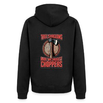Tree Surgeons Have The Woodworking Tree Surgeon - Unisex Premium Bio Zip Hoodie - Schwarz - Hinten - Nico (187cm)