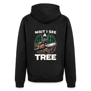 Tree Surgeon Wait I See A Tree Arboriculturist - Unisex Premium Bio Zip Hoodie - Schwarz - Hinten - Nico (187cm)