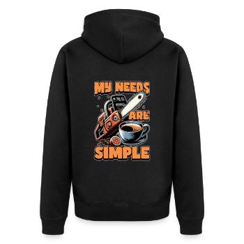 Tree Surgeon My Needs Are Simple Forest Worker - Unisex Premium Organic Zip Hoodie - black - Back - Nico (187cm)