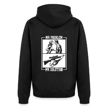 Fishing & Hunting My Problem Pictogram Dad Mom - Unisex Premium Bio Zip Hoodie - Schwarz - Hinten - Nico (187cm)