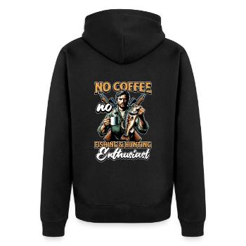 Amateur de pêche et de chasse Pas de café, pas de plein air - Veste à capuche bio Premium Unisexe - noir - Dos - Nico (187cm)