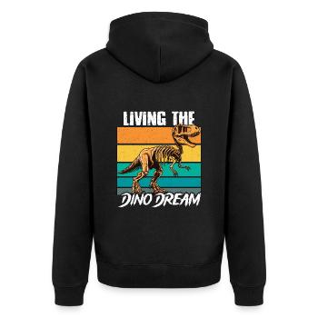 Paleontology Living The Dino Dream Fossil Hunting - Unisex Premium Organic Zip Hoodie - black - Back - Nico (187cm)