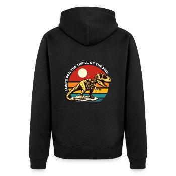 Paleontology Living For The Thrill Fossil Hunter - Unisex Premium Bio Zip Hoodie - Schwarz - Hinten - Nico (187cm)