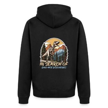 Paleontology In Search of Dino-mite Fossil Hunter - Unisex Premium Organic Zip Hoodie - black - Back - Nico (187cm)