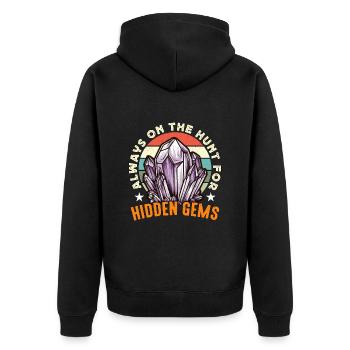 Rockhounding Always On The Hunt Rock Collector - Unisex Premium Organic Zip Hoodie - black - Back - Nico (187cm)