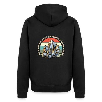 Rockhounding My Happy Place Anywhere Mineralogist - Unisex Premium Organic Zip Hoodie - black - Back - Nico (187cm)