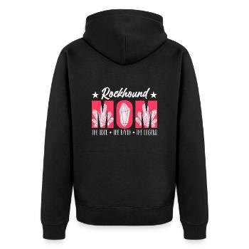 Rockhound Mom The Idol The Myth The Paleontologist - Unisex Premium Bio Zip Hoodie - Schwarz - Hinten - Nico (187cm)