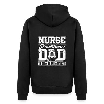 Nurse Practitioner Dad The Idol The Myth Medical - Unisex Premium Bio Zip Hoodie - Schwarz - Hinten - Nico (187cm)