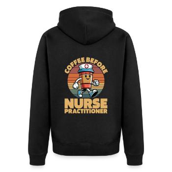 Nurse Practitioner Coffee Hospital Coffee Lover - Unisex Premium Bio Zip Hoodie - Schwarz - Hinten - Nico (187cm)