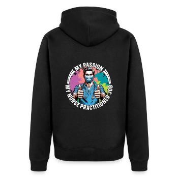 Nurse Practitioner My Passion My Nurse Healthcare - Unisex Premium Bio Zip Hoodie - Schwarz - Hinten - Nico (187cm)