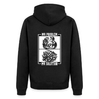 Géologue Mon problème Ma solution Pictogramme Papa Maman - Veste à capuche bio Premium Unisexe - noir - Dos - Nico (187cm)