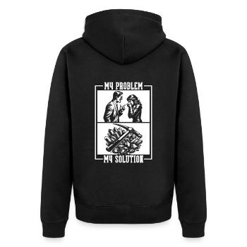 Géologue Mon problème Mon pictogramme Maman Papa Géologie - Veste à capuche bio Premium Unisexe - noir - Dos - Nico (187cm)