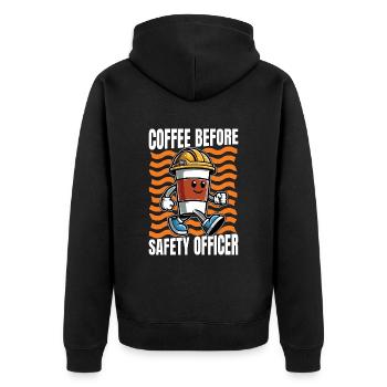 Safety Officer Coffee Safety Manager Coffee Lover - Unisex Premium Bio Zip Hoodie - Schwarz - Hinten - Nico (187cm)